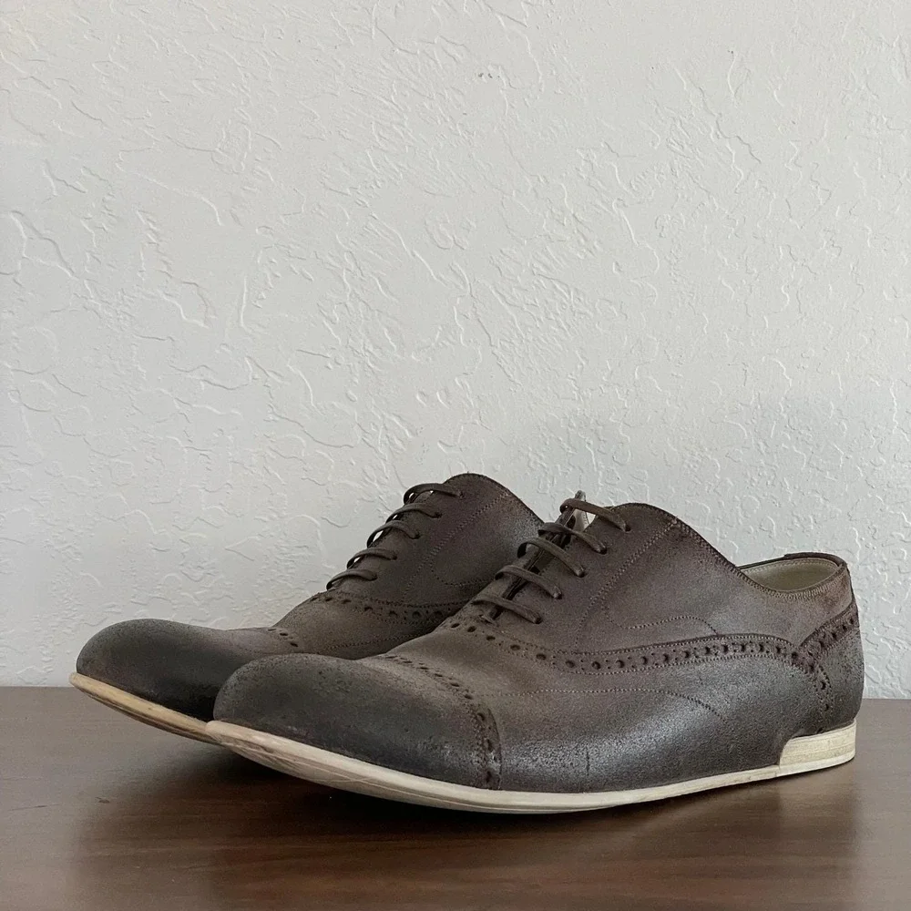 Dolce‎ & Gabbana Francesina Crosta Cera Oxford Men 8.5 Brown Suede Brogue